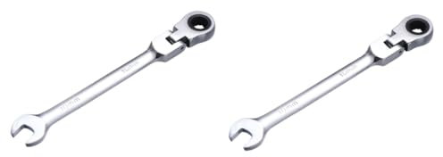 Gadpiparty 2pcs Crescent Wrench Ratchet Spanner Dual Head Flexible Pivot Home Factory Repair Tool