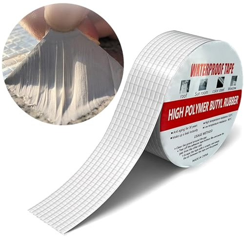 Babrasons Butyl Tape Waterproof Sealing Tape 50mm x 5m, Upgraded Aluminum Foil Tape Heavy Duty for RV Repair, Awning, Window, Glass & EDPM Roof Leak Patching, Boat and Pipe Sealing, Silver (5cm x 5m)