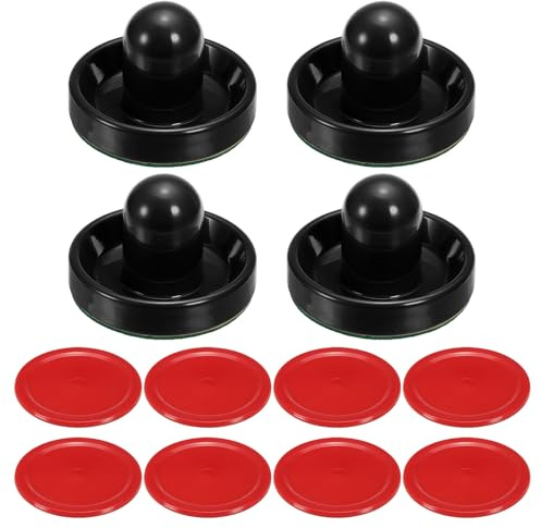 PATIKIL 96mm Air Hockey Pushers and Air Hockey Pucks, Handles Paddles Replacement Accessories for Games Tables(4 Pushers with Pads, 8 Pucks)
