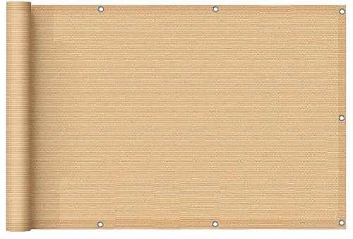 Wzmazingly Sichtschutz Für Balkon, Viele Größen Balkonverkleidung Balkonabdeckung HDPE Zaunblende Schattiernetz Wetterfest, Mit Metallösen (Color : Beige, Size : 60x330cm)