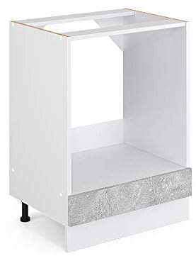 Vicco Oven housing cabinet Raul, Concrete/White, 60 cm, WT Anthracite