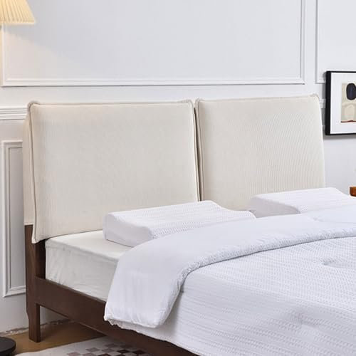 ZCXRYFL Bett Kopfteil-Kissen, Lesekissen Bezug Cord-Husse, Doppel King Weich Flauschig Gepolstert, Rückenlehnenstütze Schutz Abdeckung (120x60cm, Milchig Weiß)