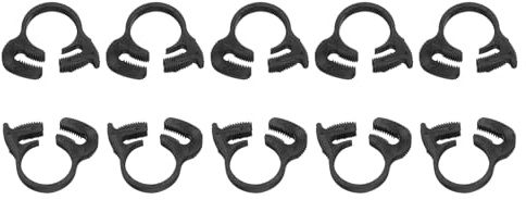 sourcing map 10 Pcs Adjustable Double Snap Grip Hose Clamps Plastic 17.3-19.1 Mm/0.68-0.75 Inches Inner Dia Adjustable Several Ratcheting Tubing Clamp for Home, Black