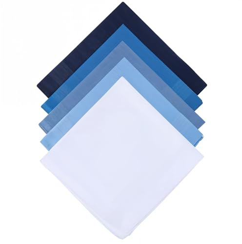 Gjinxi 5PCS Men's Handkerchiefs 100% Cotton Handkerchief, Men's Soft Cotton Handkerchiefs with Stiching Assorted Color in 5 Colors, Fine 15.7 inches Large Hankies Pocket Square
