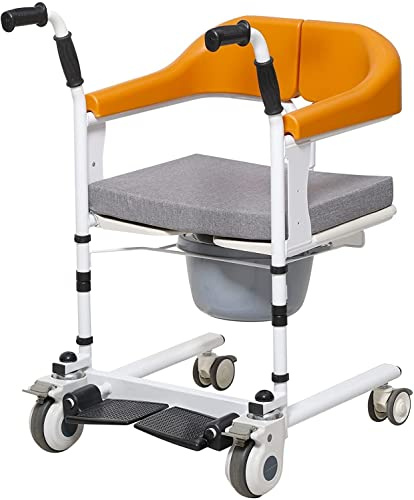 Home Patient Lift Rollstuhl Transfer Lift - Tragbarer Badezimmer Rollstuhl mit 180° geteiltem Sitz für Senioren Nachttisch Toilette Seniorentransport - Bettpfanne Toilettensitz Transfer Assist