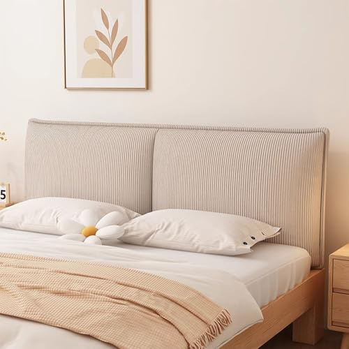 LZTET Bett Kopfteil Bezug,Weicher Cordstoff Bed Headboard Cover,Waschbar Bettkopfteil Husse,Staubdichte SchutzhüLle FüR Gepolsterte Schlafzimmer Kopfteil(180 * 60 * 6cm(Paste),Beige)