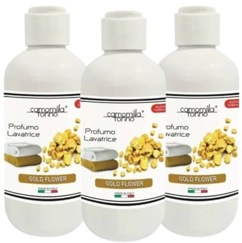 Camomilla Torino Profumo Concentrato Per Lavatrice Varie Fragranze 250 Ml (3 Unità, Gold Flower)