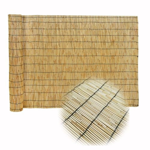 55cm 75cm 95cm 115cm 130cm Pantalla de Valla de Privacidad de Caña Rollos De Cercas Decorativas Resistente Al Viento Estera Caña para Piscina Patio Trasero(Natural)