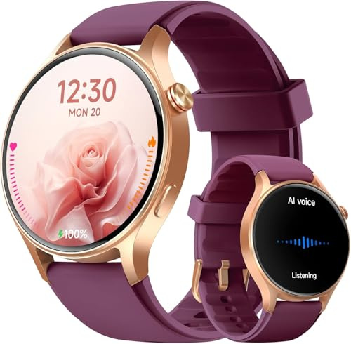 aeac Smartwatch Damen Rund mit Telefonfunktion,AMOLED Ultra-Clear Screen Uhren Damen (Durchmesser 43mm),110+ Sportmodi Watch mit SpO2 Pulsuhr Schlafmonitor,3ATM Wasserdicht Fitnessuhr für iOS Android