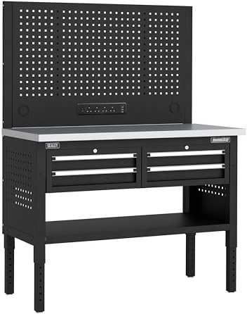 Sealey Superline PRO® Modular Workbench with 4 Drawers Stainless Steel Worktop Adjustable Height 1265mm - APMWB50COMBO2SS