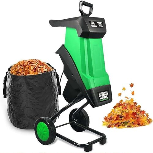 CUTANGELAR Biotrituratore da Giardino Elettrico, 2400W Potente con Sacco di Raccolta 50L e Capacità di Taglio 40mm per Rami e Foglie, Design con Ruote per Manutenzione Giardino.
