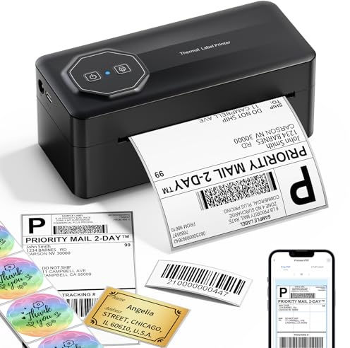 TATTMUSE Shipping Label Printer 4x6, Bluetooth Thermal Label Printer, A646 Postage Label Printer Compatible with Royal Mail, Evri, eBay, UPS