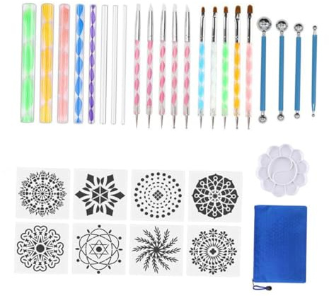 Ipetboom Set de Outils Mandala pour Peinture DIY Dotting Tools pour Argile Pierre et Pottery Craft Kit Complet pour Dessin Mandala et Peinture sur Roches Bois et Toile