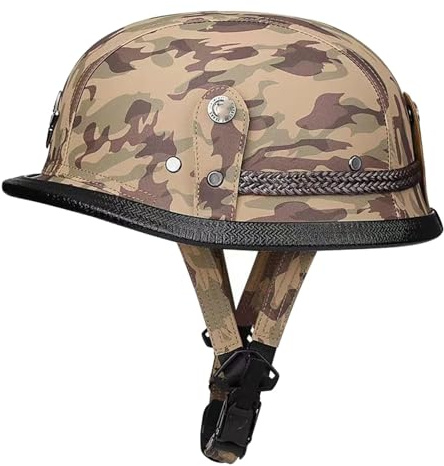 Caschi Jet E Demi-Jet Pelle Caschi Cromwell Approvato DOTECE Mezzo Casco Leggero Vintage Elmetto Scodella Aperto Casco Retrò Moto Caschi Cruiser Per Adulti Uomini Donne H,M:57-58CM