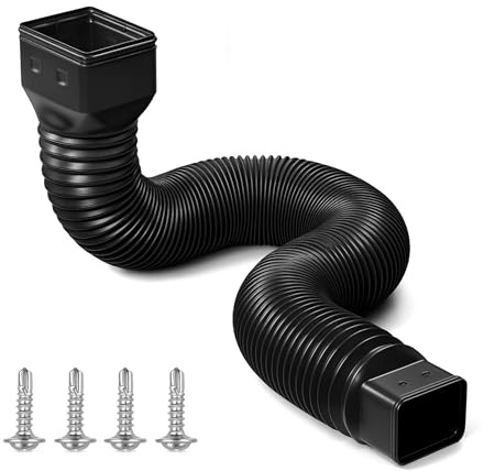 Gutter Flexible Downpipe Extension Kit: Retractable Plastic Drain Pipe Downspout Extender Fittings Extendable from 21in to 60in for Outdoor Lawns Gardens Yards Cement Floors 1 Pack