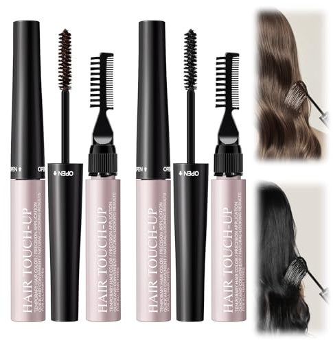 2 Pièces Mascara Cheveux Blanc Cubre Canas 2 en 1, Mascaras pour Cheveux Conception à Double Tête Effets Naturels Couverture Instantanée pour Hommes Femmes Noir Brun Foncé