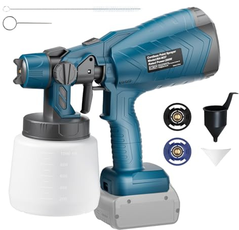 Kabelloser Farbsprühsystem für Bosch 18V Akku (ohne Akku), Akku Lackierpistole für Zäune und Wandfarbe, Sprühpistole, Farbspritzpistole für Zuhause DIY Malerei, 3 Sprühmuster & 1000mL Tank