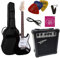 Vision, Chitarra elettrica nera, set con amplificatore da 20 Watt, borsa, nastro, corde, 3 plettri