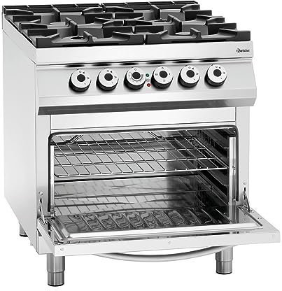 Bartscher 4 Flammen Gasherd 900 Master mit Elektrobackofen 2/1 GN | Gastronomiebedarf