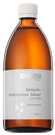 Vitabay Kolloidales Silber 100 PPM | 500 ml | Reinheitsstufe 99,99% | Hochdosiert | Braunglasflasche | Laborgeprüft & hergestellt aus hochwertigen Rohstoffen | Hochdosiert | Braunglasflasche | Laborgeprüft & hergestellt aus hochwertigen Rohstoffen