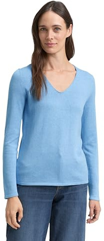 Tom Tailor Basic V-Neck, Suéter Mujer
