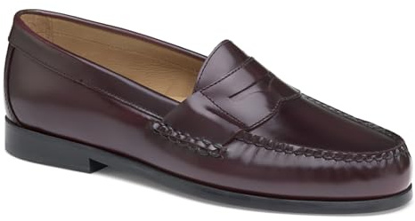 Johnston & Murphy Men's Hayes Penny Loafer Dress Casual Shoe, Burgundy Polished Full Grain, 12