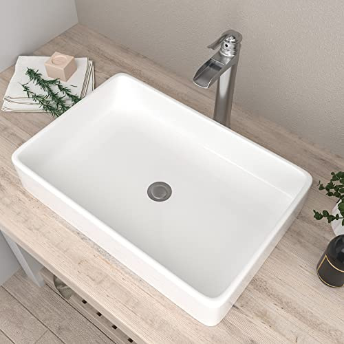 Mocoloo Rectangle Vessel Sink Above Counter 24X16 Bathroom Sink Countertop White Porcelain Ceramic Lavatory Vanity Sink Basin