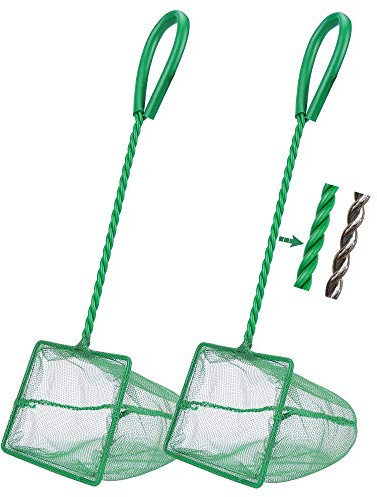 Filhome 2 Pcs Aquarium Fish Net, 4 inches Fine Mesh Quick Catch Fish Net for Fish Tank Betta Fishing Net