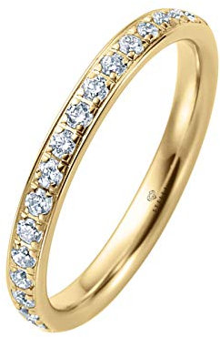 Stella-Jewellery 585er Gelbgold Diamant Memory Ring mit Brillanten 0,35 ct. Memoire Eternity 14K Gr. 50