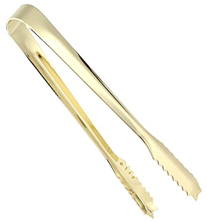 Stainless Steel Ice Cube Tong, Multi-Functional Food Clip Sugar Bread Buffet Salad BBQ Clamp Bar Tools (Gold)