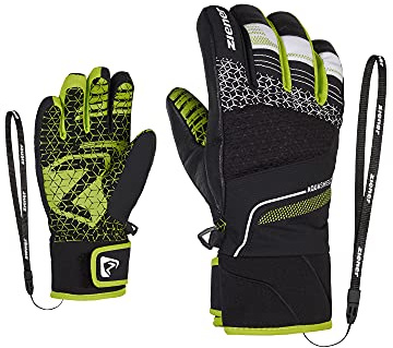 Ziener Kinder LONZALO Ski-Handschuhe/Wintersport | wasserdicht, Primaloft, Black.Lime, 6,5