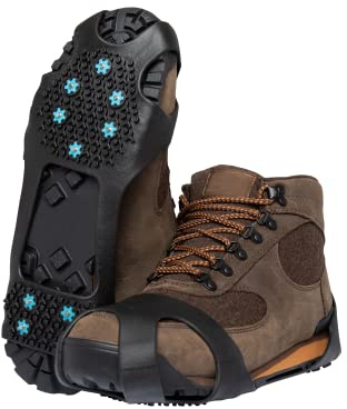 Yatta Life City Spikes Ice Snow Grips - Non-Slip Rubber with TPR Strap 10 Stud Spikes, Traction Crampons for Hiking Walking on Snow & Ice (Black, XL)