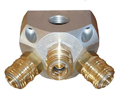 Alu-Druckluftverteiler Druckluft Wanddose Luftverteilerdose Aluminium 3x Kupplung