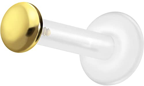PIERCINGLINE PTFE Labret mit Innengewinde TITAN AUFSATZ SCHRAUBDISC FLACH Piercing Lippe Nase Ohr Helix Tragus Medusa Farb & Größenauswahl