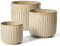 LE TAUCI 3er Set Blumentopf Keramik, 21+17+14 cm Durchmesser Ubertopf für Zimmerpflanzen, Pflanzkübel mit Drainagelöchern, Mittelgroßer Zylinder Ubertopf, Glasur Beige