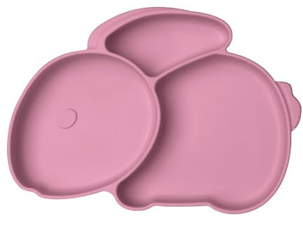 Vicloon Baby Teller Schüssel, Baby Teller Baby Rutschfest für Baby Kleinkinder Kinder, Silikon Babygeschirr Rutschfest mit Saugnäpfen, BPA-Frei, Saugen Abwaschbar für Spülmaschine(Rosa-Kaninchen)