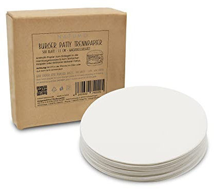 NATUMO Antihaft Burger Papier Zuschnitte (Ø11cm – 500 Blatt), rundes Wachspapier als Trennpapier in Burgerpresse für perfekte Hamburger