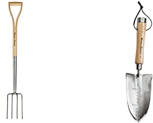 Kent & Stowe Beet-Spatengabel – Garten-Forke zum Umgraben aus Edelstahl, 104 cm & Multifunktionshandschaufel – Pflanzschaufel aus Edelstahl für Jede Gartenarbeit, 32 cm