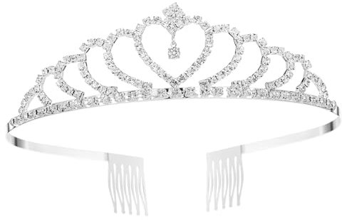 Krone Diademe für Damen: Diadem Silber Krönchen Kristall Tiara Kronen Hochzeit Braut Tiara Diadem Kristalle Prinzessin Krone Königin für Geburtstag, Hochzeit, Festzug, Abschlussball Party