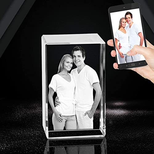 gors 2D/3D Laser Engraved Crystal Photo Frame Personazlied Picture and Text on Glass Cube Valentines Mom's Day Gifts for Her Women (3D,6 x 6X 9 cm)