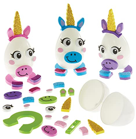 Baker Ross FX525 Einhorn-Ei-Bausätze - 8er-Pack, Eier-Bastelsets für Kinder