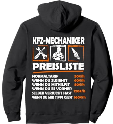 KFZ Mechaniker Schrauber Tuner Rückendruck Backprint Arbeit Pullover Hoodie