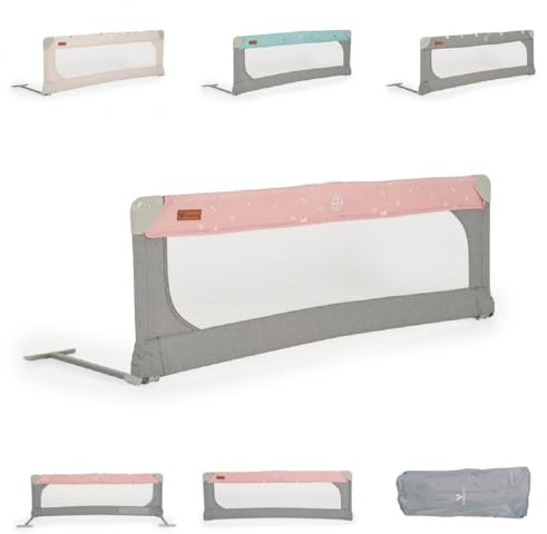 Cangaroo Bettschutzgitter Leinen 130 cm Bettgitter Rausfallschutz Front klappbar rosa