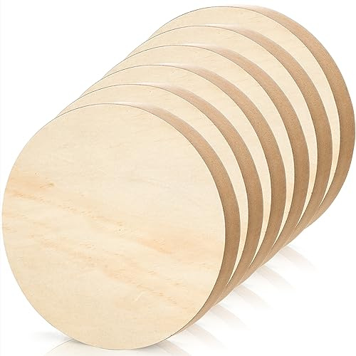 DEAYOU 6 Pack MDF Wood Circles, 6 Round Unfinished Wood Board, Wooden Disc Plaque for Crafts, Medium Density Fiberboard, 1 Thick Wood Block Coaster Base for DIY, Engraving, Chip Carving, Painting