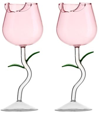Verres à Vin Rose Verre à Cocktail, Verre à Vin Rouge Fleur, Verres à Gobelet Rose Cristallins pour les Célébrations D'anniversaire de Mariage de Pendaison de Crémaillère(#8)