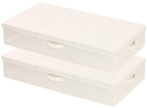 YheenLf Unterbettkommode,Unterbett Aufbewahrungsbox,Beige,80x40x15cm,2Pack | Unterbettkommoden, Aufbewahrungsboxn mit Deckel, Aufbewahrungstasche, Kleiderschrank Organizer, Stoffboxen