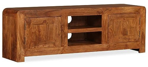 Camerina TV-Schrank Massivholz mit Honigfarbenem Finish 120x30x40 cm Tv Schrank Lowboard Fernsehertisch