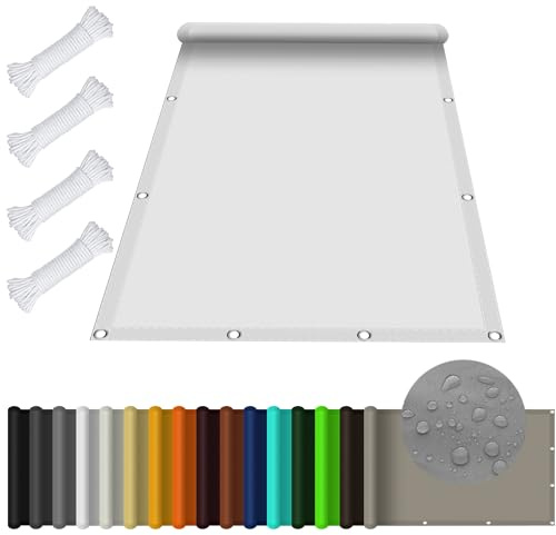 Tenda a Vela Rettangolo 6 x 8 m Impermeabile, Rettangolare Panno Ombreggiante con Occhielli Protección Rayos UV 98% per Giardino Esterno terrazza, Bianco
