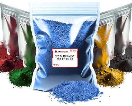 TFC Farbpigment Oxid Hellblau – Hochdeckendes Pigmentpulver für Reliefgießmassen wie Xyrarock, Gips, Epoxidharz und Beton, Matt, Lichtbeständig und Wetterfest I 200g