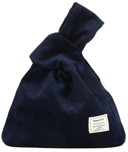 Anopo Borsa da Polso con Nodo da Donna Piccole Velluto a Coste Borsa Tote da Sera Elegante Blu Navy